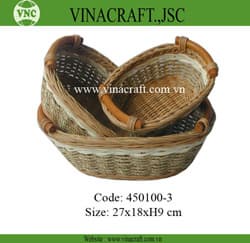 Brown rattan basket with handles
